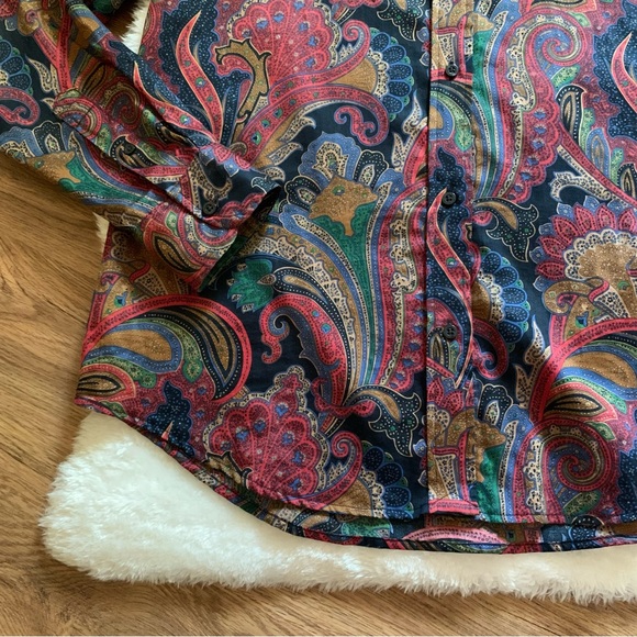 Ralph Lauren Paisley Patterned Long Sleeve Button Up Blouse Sz Medium - Picture 6 of 8